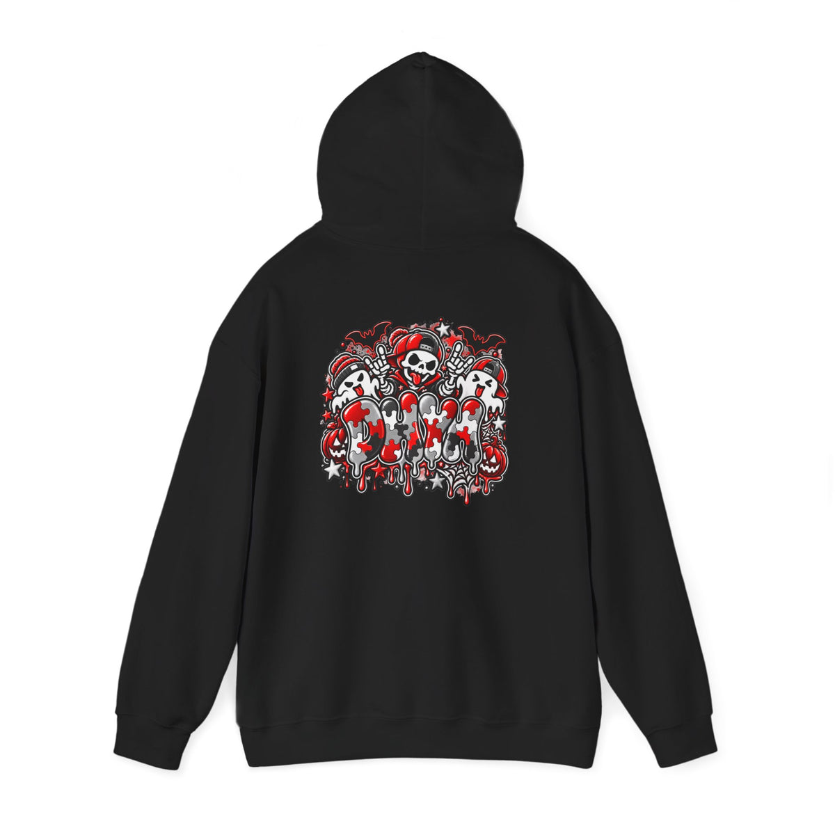 ADULT UNISEX- Red Autism Halloween Themed "DHYH" Hoodie
