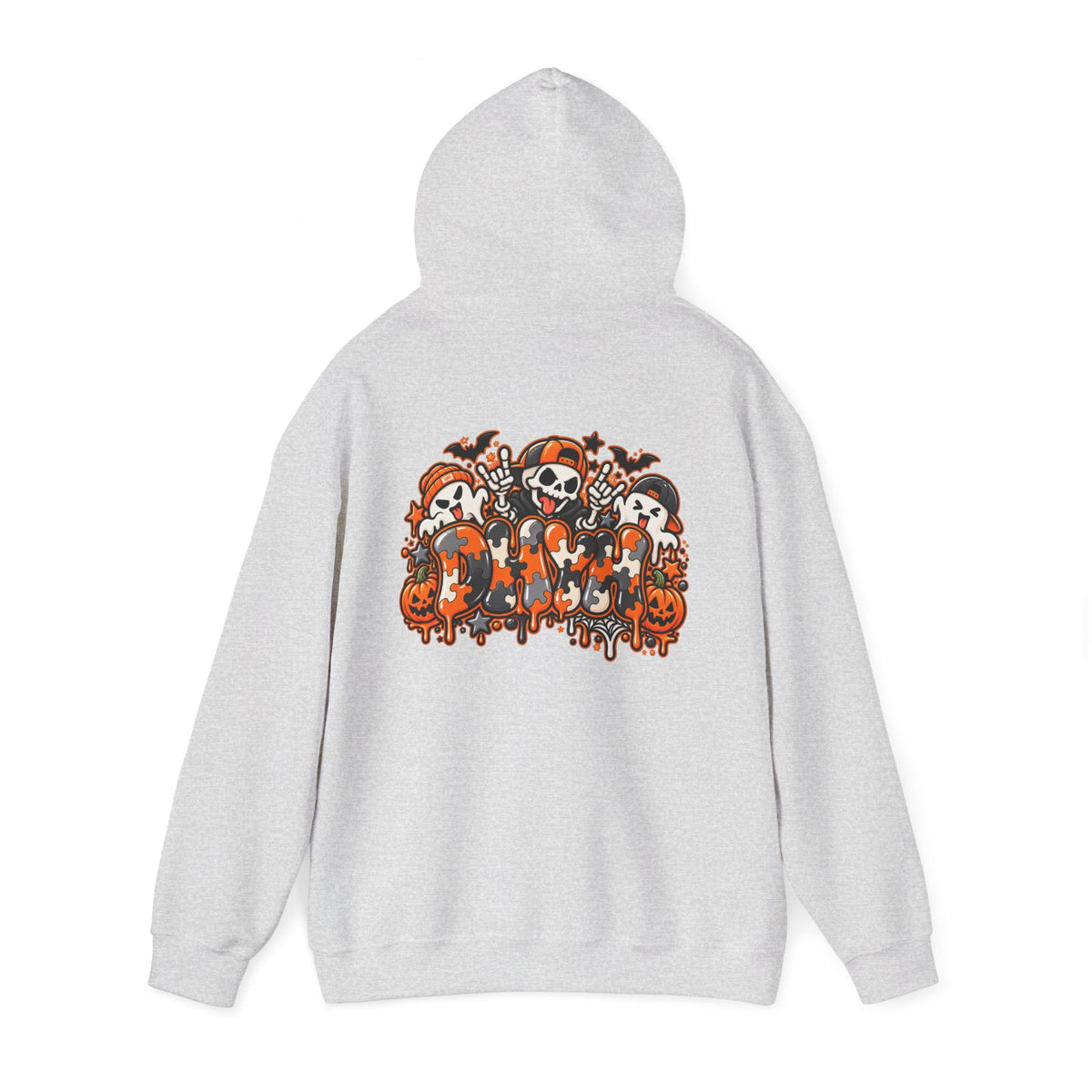 ADULT UNISEX- Orange Autism Halloween Themed "DHYH" Hoodie
