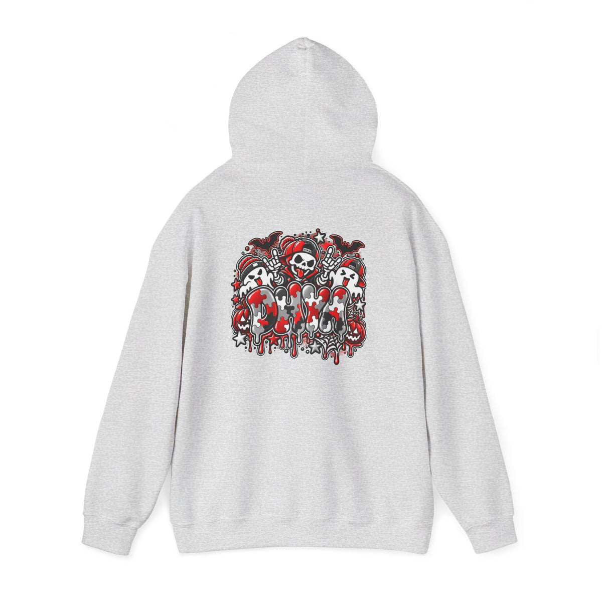 ADULT UNISEX- Red Autism Halloween Themed "DHYH" Hoodie