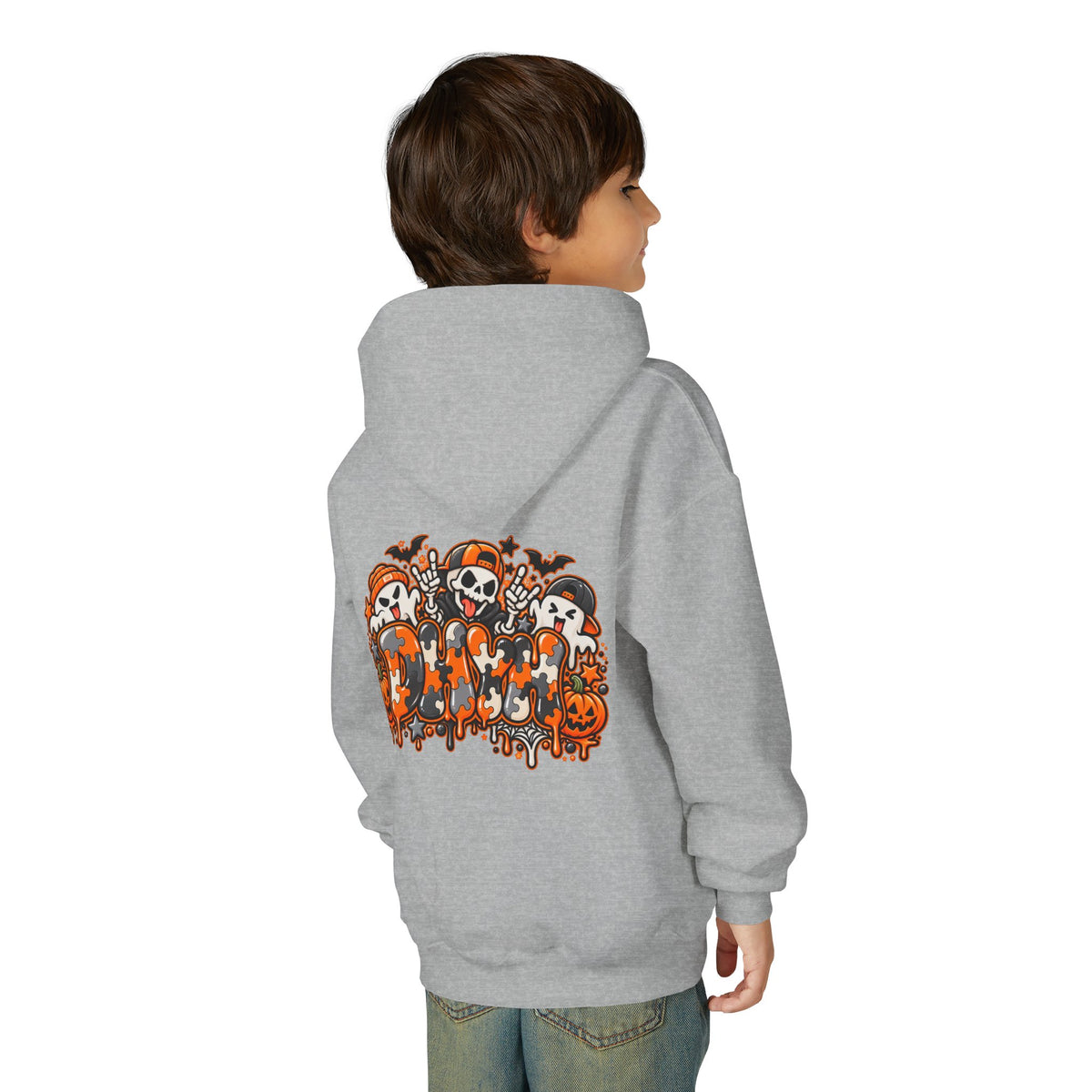 BOYS- Orange Autism Halloween Themed DHYH Hoodie