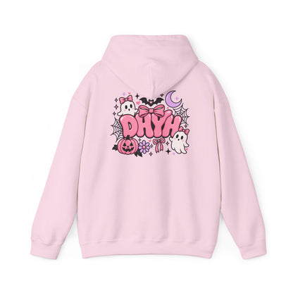 WOMENS- Pink Halloween Themed "DHYH" Hoodie