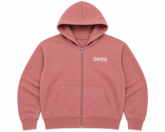 MENS- Dusty Rose Don’t Humble Your Hustle Angel Zip Hoodie