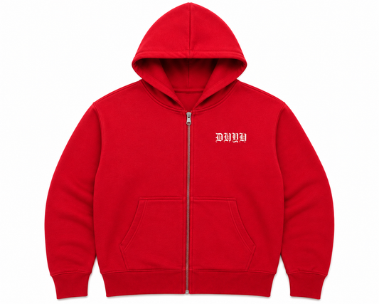 MENS- Red Don’t Humble Your Hustle Angel Zip Hoodie
